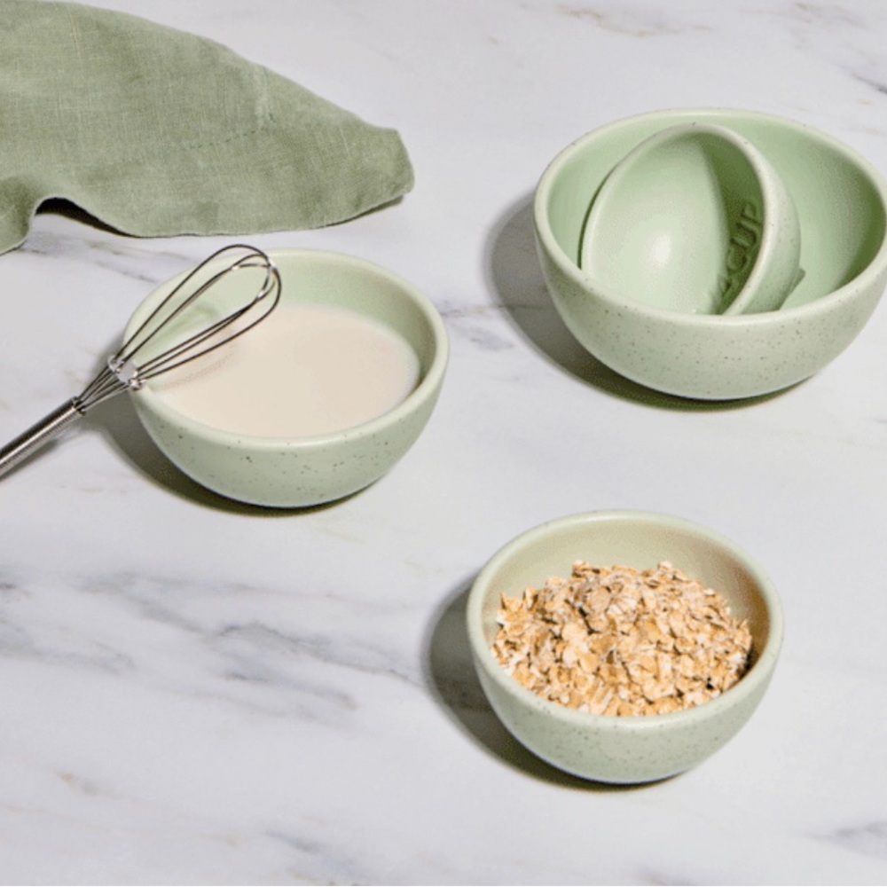 Greg Natale Ceramic Measuring Cup Bowls Soft Robin Egg Mint Green Set of 4